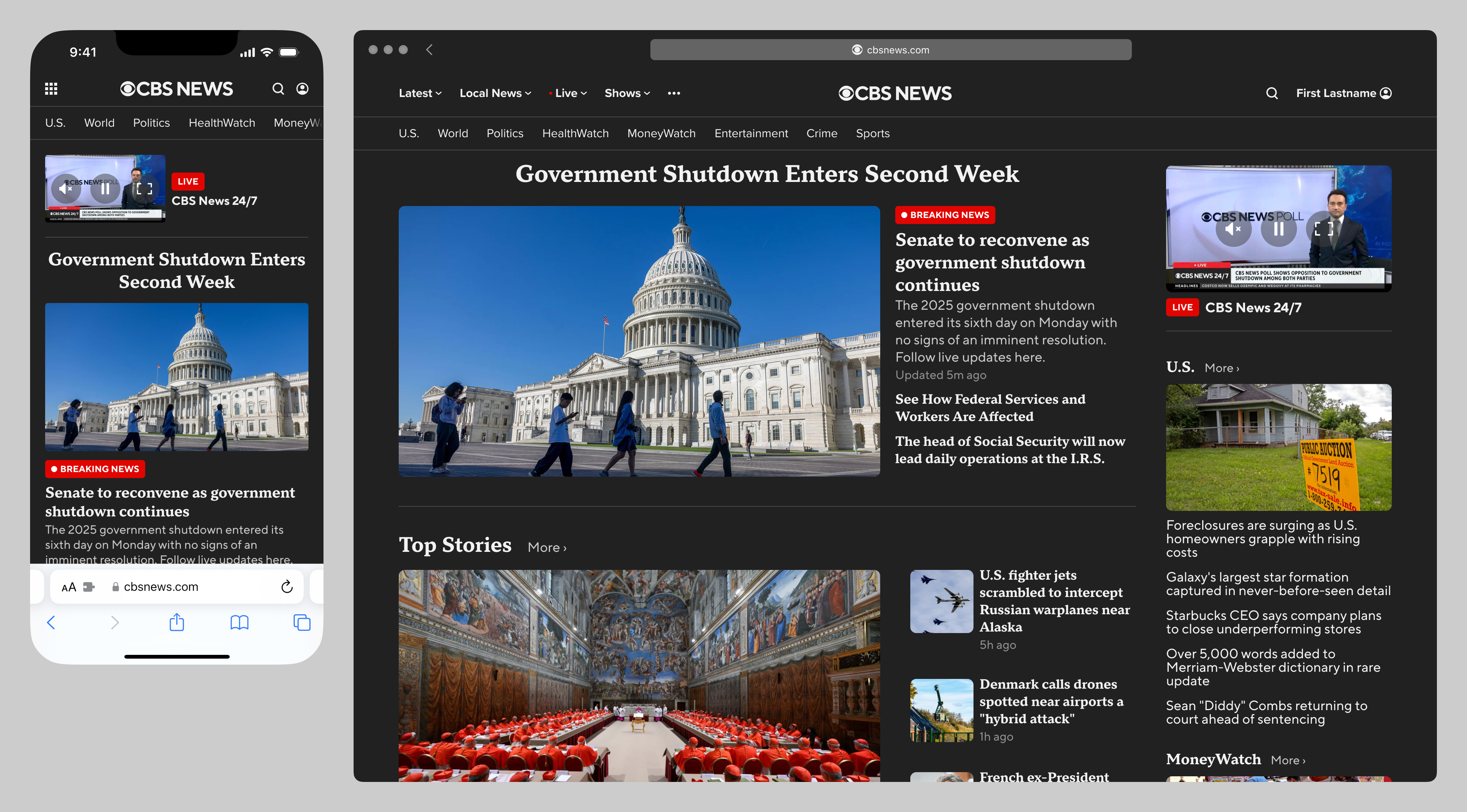 CBS News homepage redesign