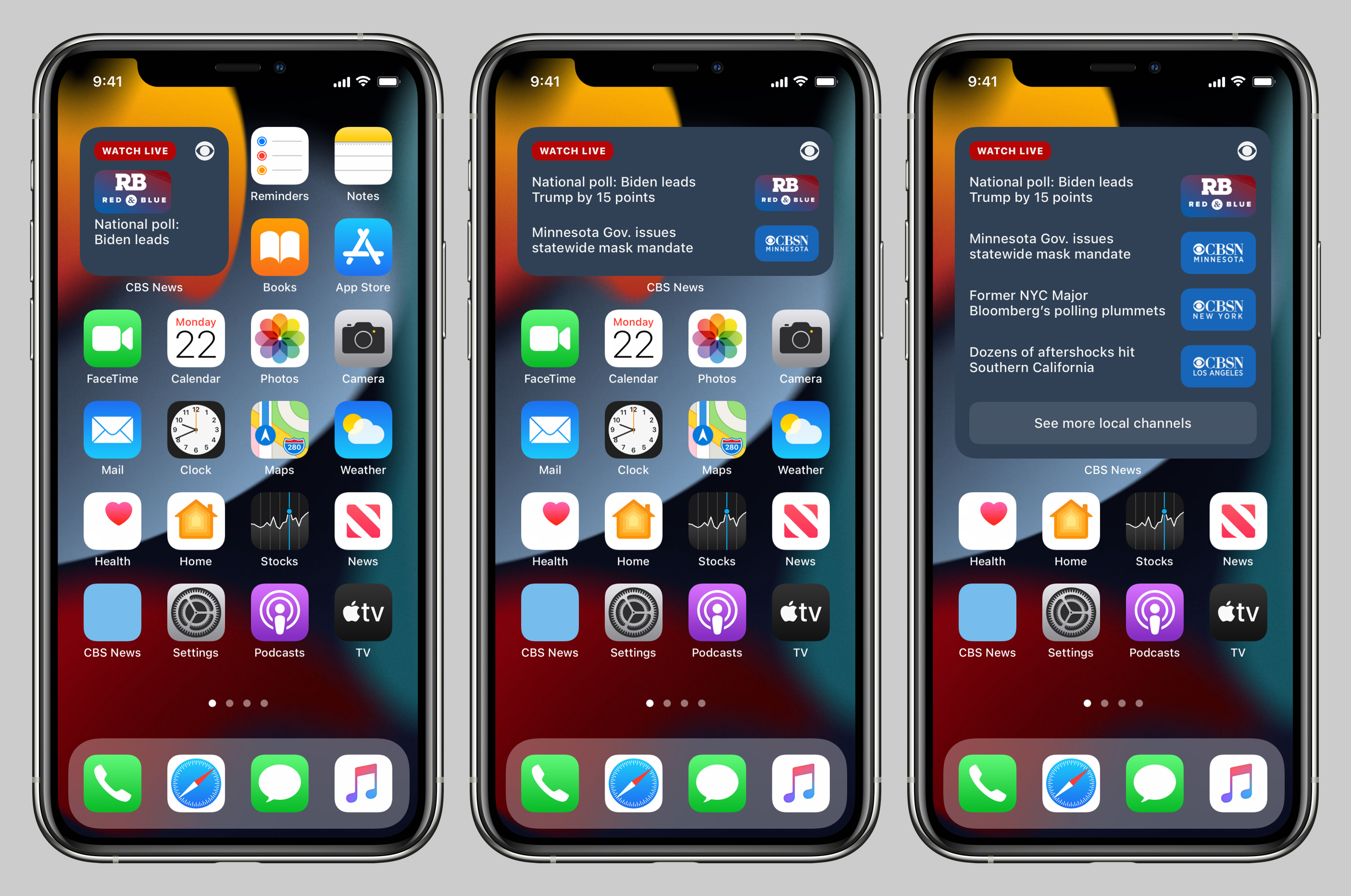 CBS News app widgets