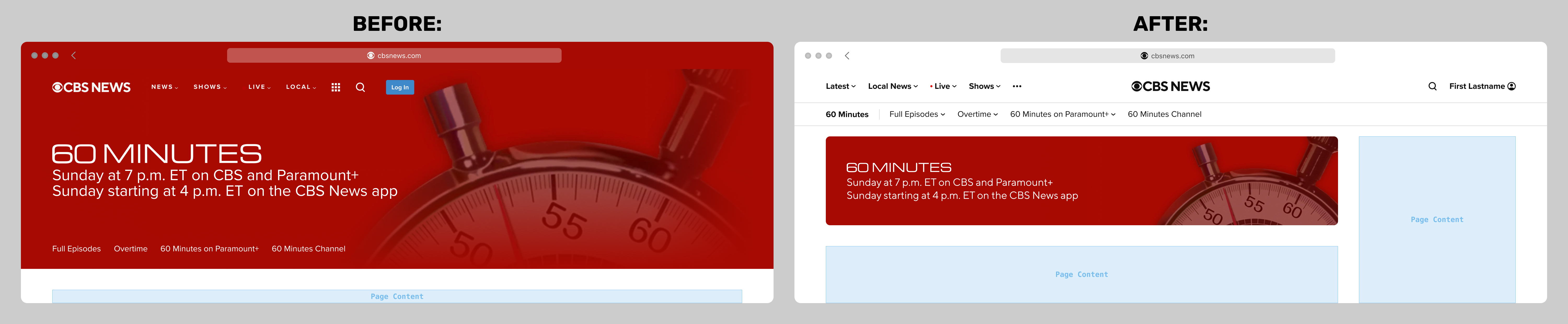 CBS News web navigation
