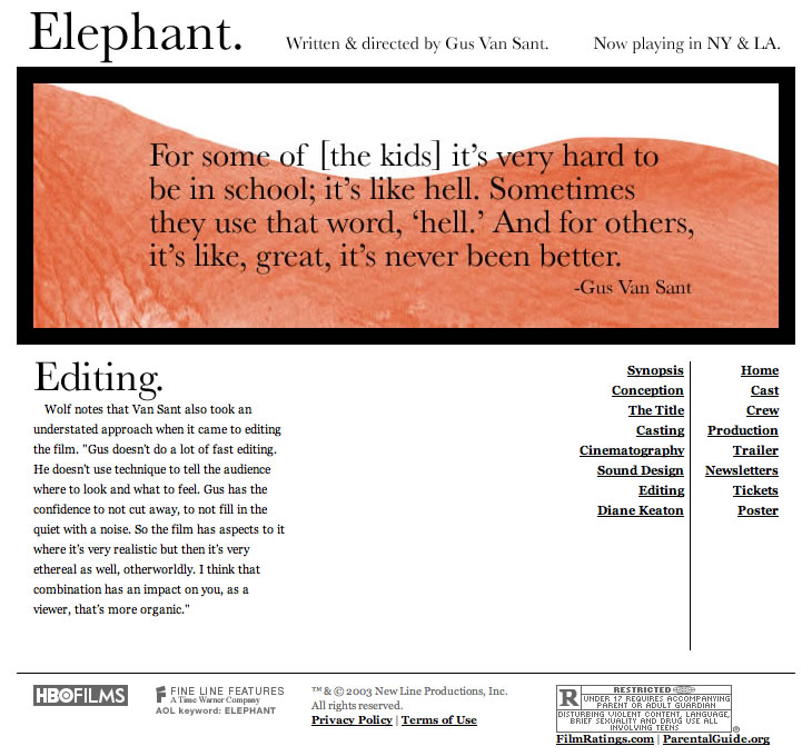 Elephant - About the Film Screen