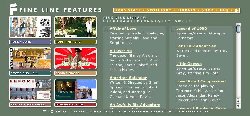 Fine Line Features - Library Screen