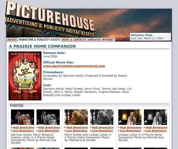 Picturehouse Extranet - Movie Title Screen