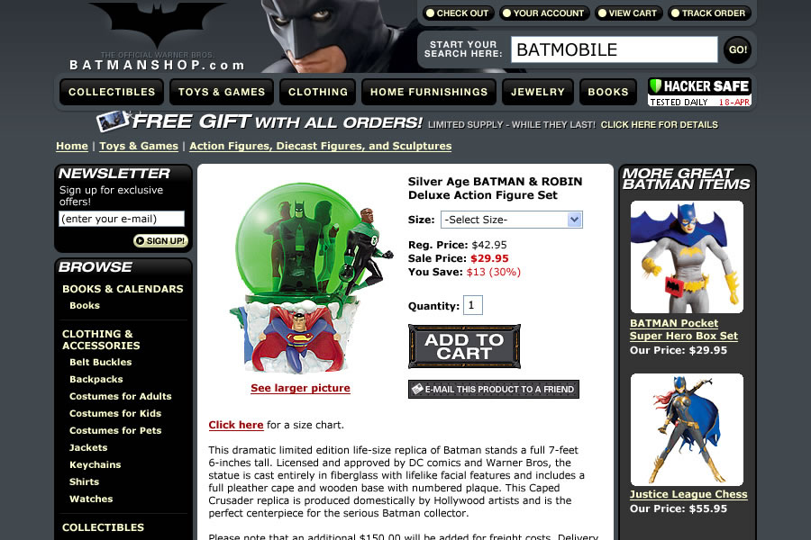 Batman Shop - Product Detail Screen