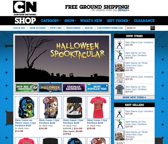 Cartoon Network Shop - Home Screen