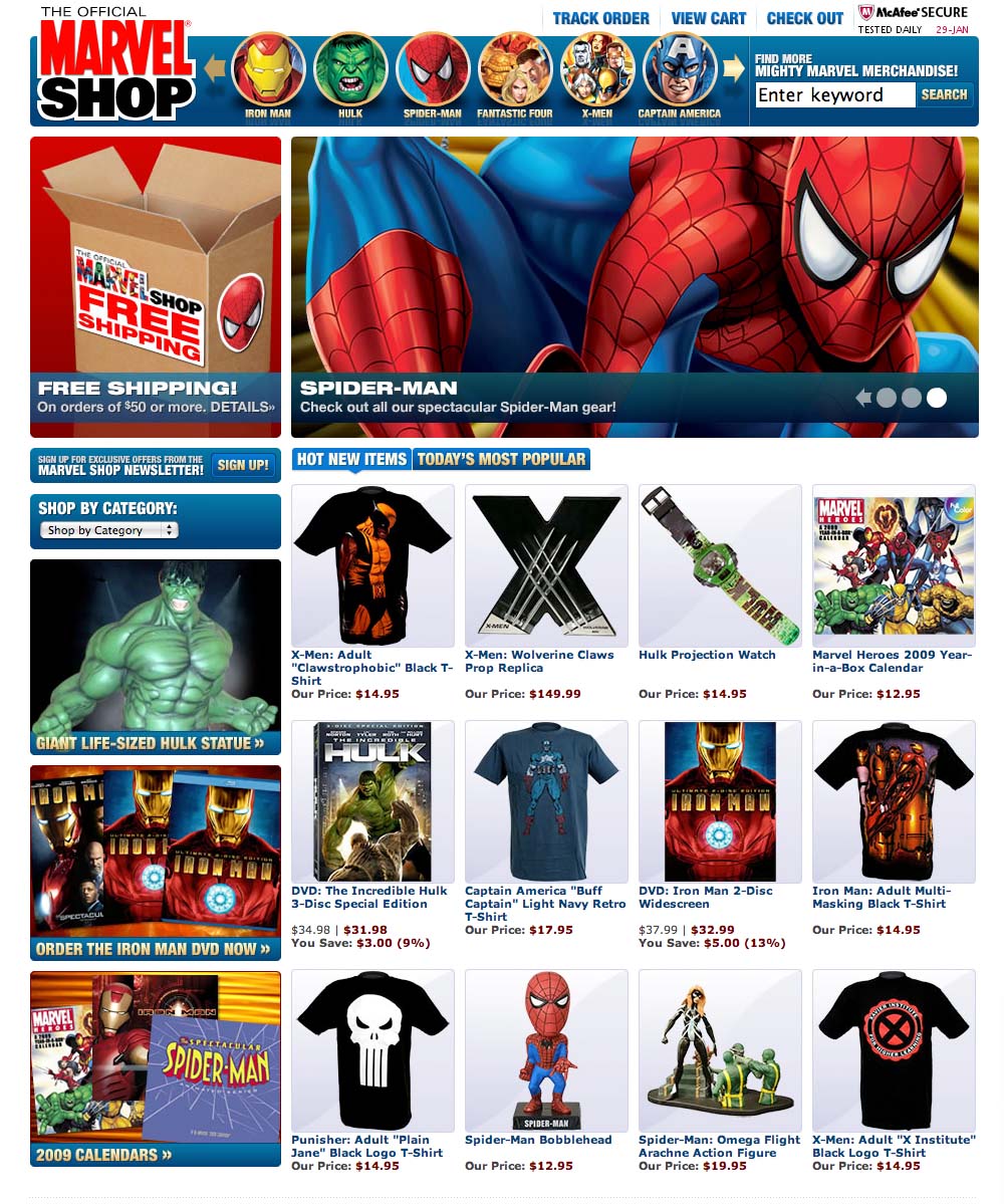 Marvel Shop - Home Screen