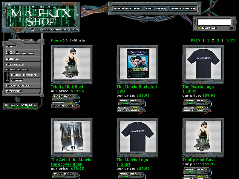The Matrix Shop - Category Screen