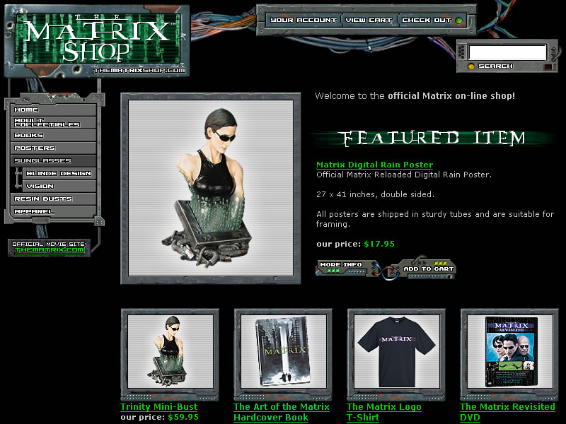 The Matrix Shop -  Home Screen