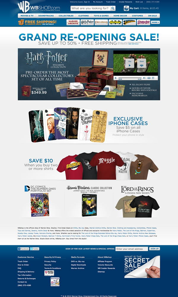 WBshop.com - Home Screen