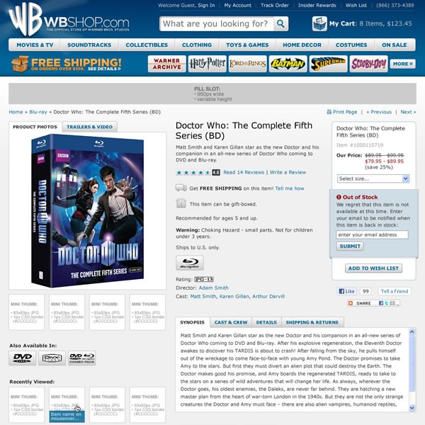 WBshop.com - Product Detail Screen